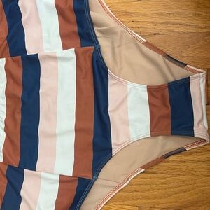 Kortni Jeane Blue and Brown Stripe Hogh Waist Bottom